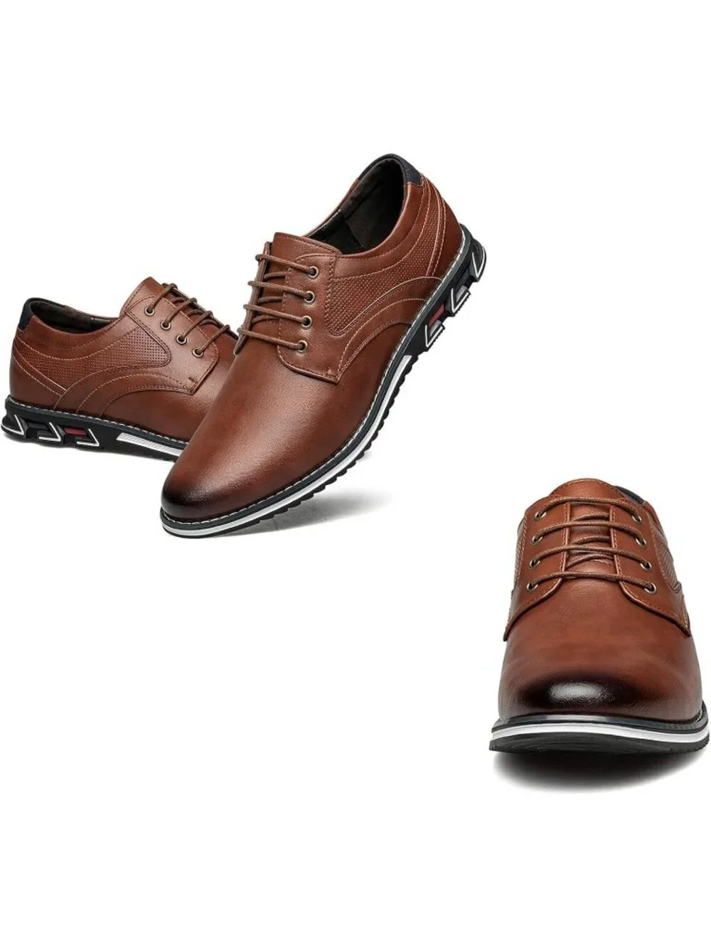 Men's Light Brown Superior Flexural Leather Business Oxford Derby Dress Shoes